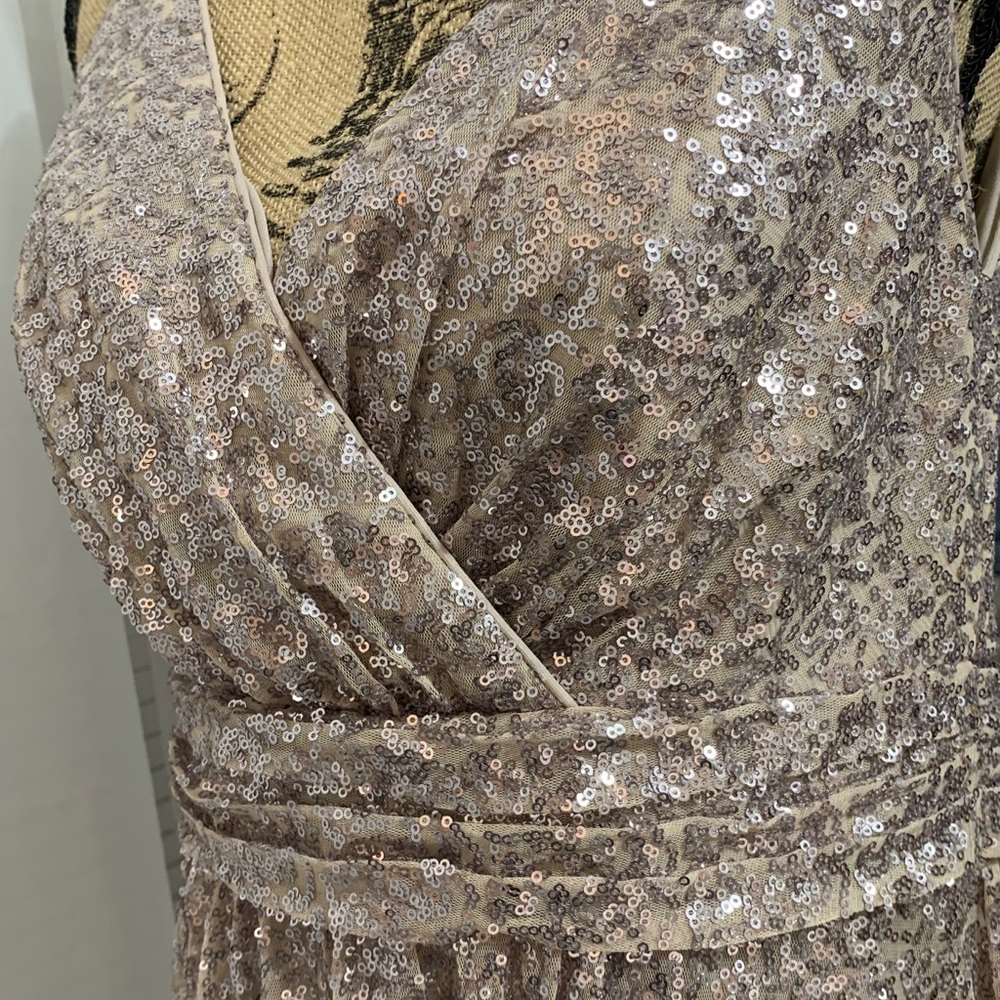 NWT Sequin V-Neck Bridesmaid Dress / Satin Piping